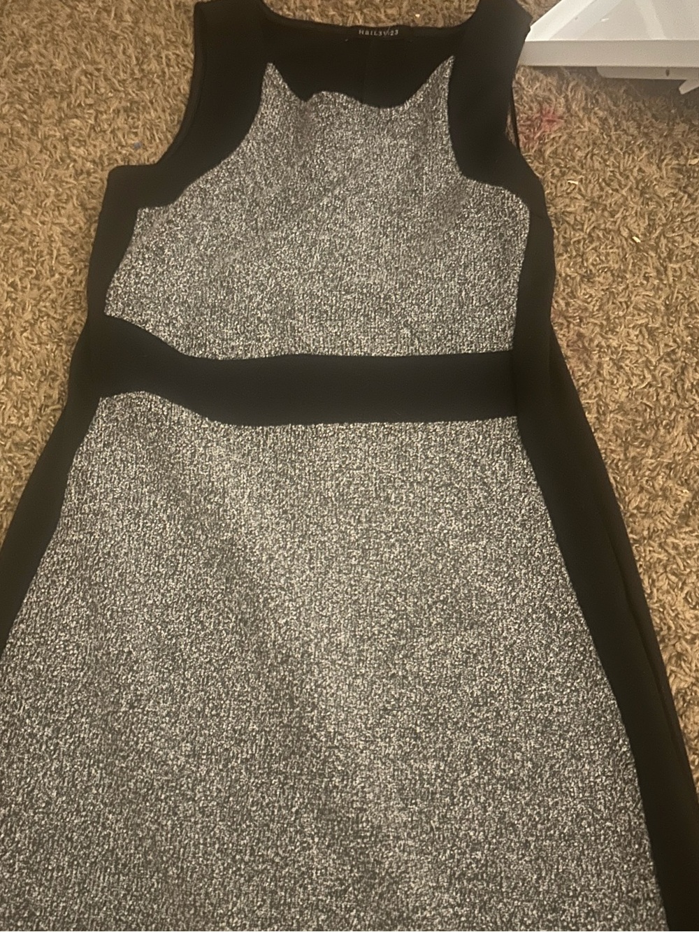 Colorblock Black and Gray Midi Sheath Dress